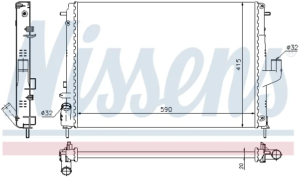 Миниатюра 3: Рено Логан 1.5dci/1.6 16v 2004- Радиатор для авто с кондиционером | Nissens (Дания)