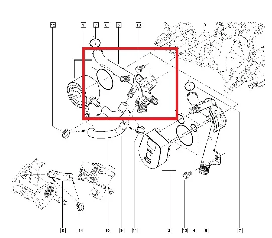 Миниатюра 3: Пластиковый патрубок системы охлаждения Рено Кенго 1.5 Dci | Renault 8200557831