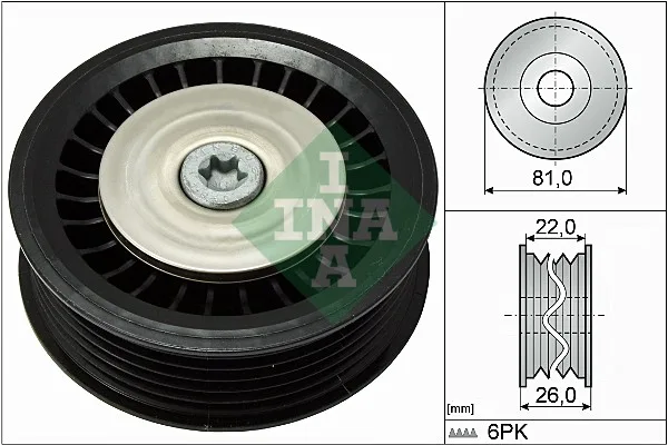 Рено Логан 2004- 1.5Dci/1.6 ролик без кондиционера (паразитный) | INA (Германия)