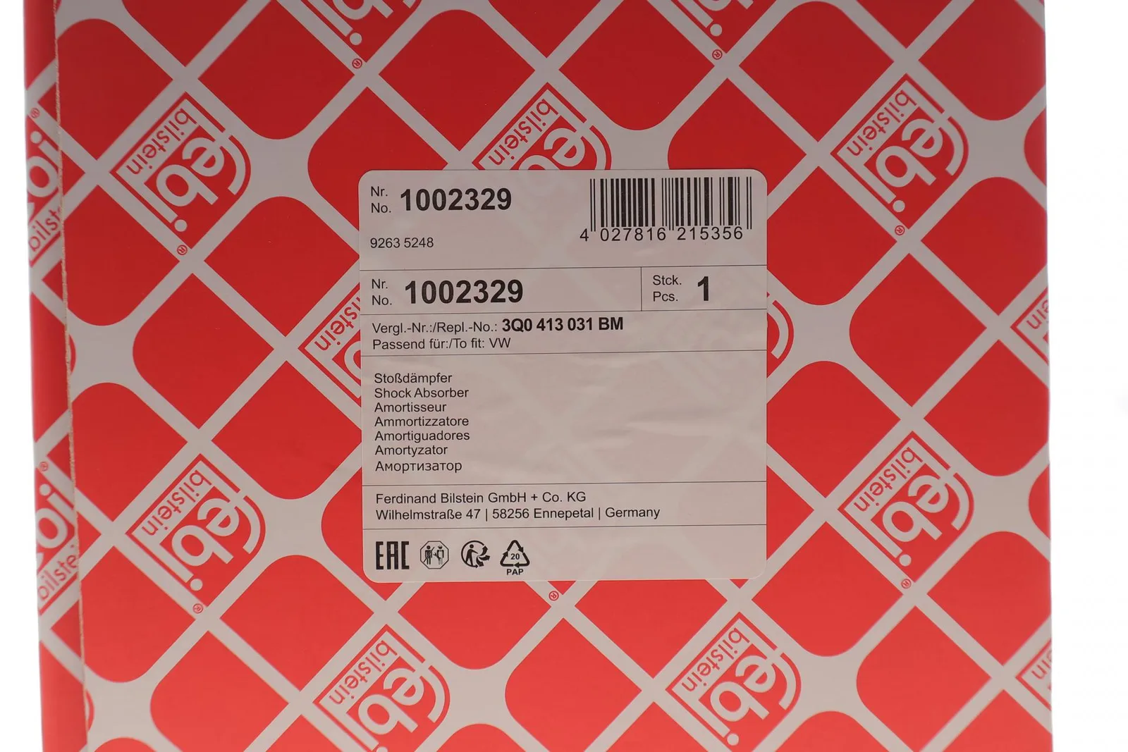 Миниатюра 2: Амортизатор передний Volkswagen Passat B8 (2014–2023) — FEBI BILSTEIN 1002329