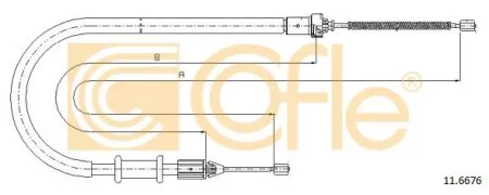Трос ручника правый 600кг (длина 1420mm) на Рено Кенго 1997- 2008 | Cofle 11.6676