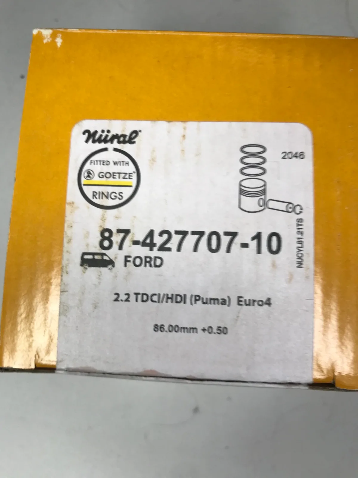 Миниатюра 5: Поршень с кольцами Ford Transit 2.2 TDci первый ремонт +0.50 86.5mm | Nural (Германия)